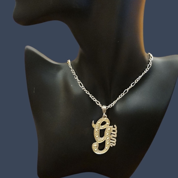 G-Unit Jewelry - Vtg 1990s Hip Hop G Unit Pendant Figaro Chain Necklace